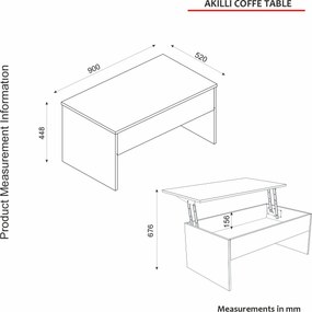 Τραπεζάκι Σαλονιού Λευκό ATRI 90x52x45