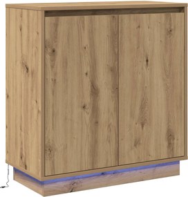 vidaXL Πλευρικό Τραπέζι LED Artisan Δρυς 71 x 34,5 x 75 εκ.