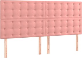 vidaXL Κρεβάτι Boxspring με Στρώμα Ροζ 180x200 εκ. Βελούδινο
