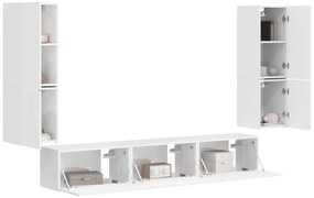 vidaXL Σετ επίπλου τηλεόρασης Επιτοίχιο 4 pcs Υψηλής γυαλάδας λευκό