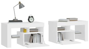 vidaXL Κομοδίνα 2 τεμ. με LED Λευκό 70 x 36,5 x 40 εκ.