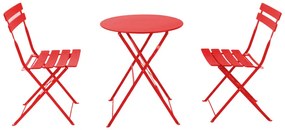 Τραπεζαρία Bistro 3τεμ μεταλλική αναδιπλούμενη σε κόκκινη απόχρωση Φ60x71εκ