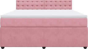 vidaXL Κρεβάτι Boxspring με Στρώμα Ροζ 180x200 εκ. Βελούδινο