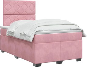 vidaXL Κρεβάτι box spring με στρώμα Ροζ 120 x 200 cm Βελούδο