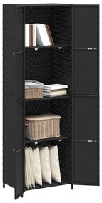 vidaXL Ντουλάπι Αποθήκευσης Κήπου Μαύρο 59x40x180 εκ. από Συνθ. Ρατάν