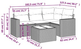 ΣΑΛΟΝΙ ΚΗΠΟΥ ΣΕΤ 5 ΤΕΜΑΧΙΩΝ ΓΚΡΙ ΣΥΝΘΕΤΙΚΟ ΡΑΤΑΝ ΜΕ ΜΑΞΙΛΑΡΙΑ 3251259