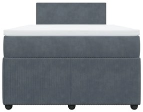 vidaXL Κρεβάτι Boxspring με Στρώμα Σκούρο Γκρι 120x200 εκ. Βελούδινο