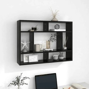 vidaXL Ραφιέρα Τοίχου Μαύρο 75x16x55 εκ. από Επεξεργασμένο Ξύλο