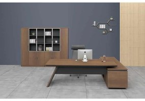 Γραφείο PROLINE -Αρ-240x200cm Σκ.Καρυδί/Μαύρο