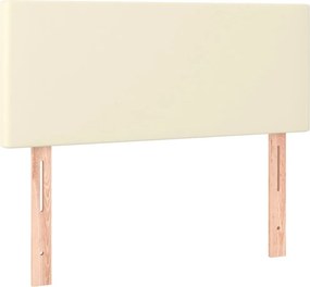 vidaXL Κρεβάτι Boxspring με Στρώμα &amp; LED Κρεμ 120x200 εκ. Συνθ. Δέρμα