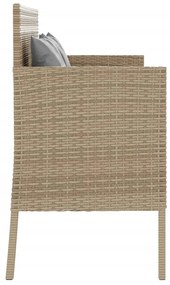 vidaXL Πάγκος Κήπου Μπεζ από Συνθετικό Ρατάν με Μαξιλάρια