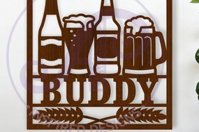 Σετ των 3 Intra απο ξύλο plywood 3mm-4mm πάχος Beers Square Name Wall Art Sign, Δίασταση 10x10 cm INTRAFABR-116305285