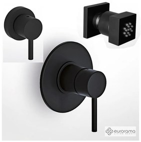 Eurorama TONDA Μίκτης εντοιχισμού &amp; εκτροπέας περιστροφικός 3 εξόδων &amp; Επίτοιχο jet SQUARE 4,2x4,2εκ Black Matt