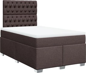 vidaXL Κρεβάτι Boxspring με Στρώμα Σκούρο Καφέ 120x190 εκ Υφασμάτινο