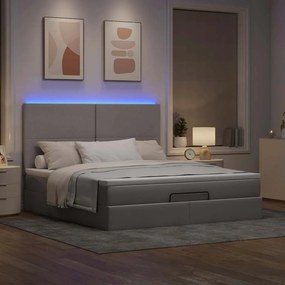 VidaXL Οθωμανικό κρεβάτι με στρώμα & LEDs Taupe 180x200cm ύφασμα