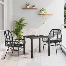 vidaXL Σετ Δείπνου Κήπου 3 Τεμαχίων Μαύρο Πολυ Ράτα