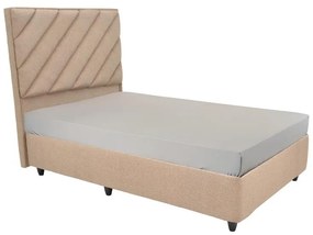 Tito single bed with storage space boucle fabric in light brown shade 120x200cm 121x131x211 εκ.