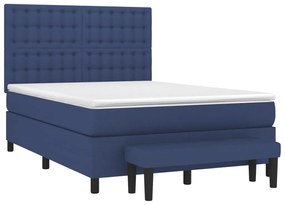 Κρεβάτι Boxspring με Στρώμα Μπλε 140x200 εκ. Υφασμάτινο - Μπλε