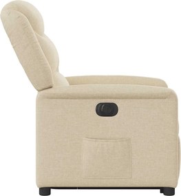 vidaXL Πολυθρόνα Ηλεκ. Ανακλινόμενη με Ανύψωση Κρεμ Υφασμάτινη