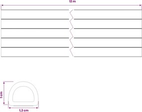 vidaXL Αυτοκόλλητη σφραγίδα παραθύρου Λευκό 12 x 10 mm 12 μ EPDM αφρός