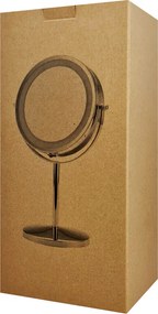 HOME USE επιτραπέζιος καθρέφτης HUH-0185 με LED φως, 1x/5x zoom, ασημί