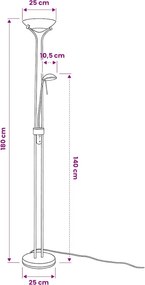 vidaXL Φωτιστικό Δαπέδου LED 23 W με Dimmer