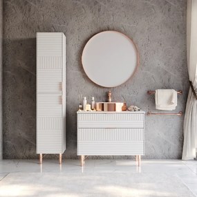 Martin Fiore 85 White Matt  MDF - Πάγκος με Νιπτήρα &amp; Καθρέπτη