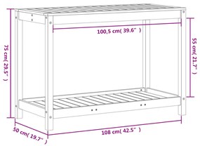 ΤΡΑΠΕΖΙ ΚΗΠΟΥΡΙΚΗΣ ΜΕ ΡΑΦΙ ΛΕΥΚΟ 108X50X75ΕΚ. ΜΑΣΙΦ ΞΥΛΟ ΠΕΥΚΟΥ 832403