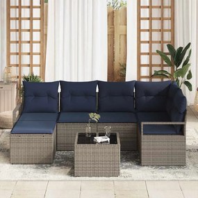 vidaXL Σετ Καναπέ με μαξιλάρι 7 pcs Γκρι συνθετικό ρατάν