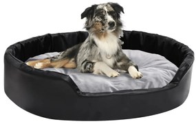vidaXL Κρεβάτι Σκύλου Μαύρο/Γκρι 90 x 79 x 20 εκ. Βελουτέ/Συνθ. Δέρμα