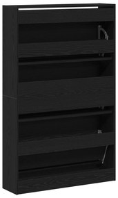 vidaXL ντουλάπα παπουτσιών  Μαύρο Δρυς 80x21x125,5 εκ Επεξεργασμένο ξύλο
