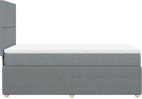 vidaXL Κρεβάτι Boxspring με Στρώμα Ανοιχτό Γκρι 90x190 εκ. Υφασμάτινο