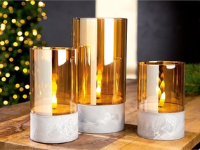 Θήκη Ρεσώ ArteLibre Με LED Φλόγα Καφέ Γυαλί 20cm