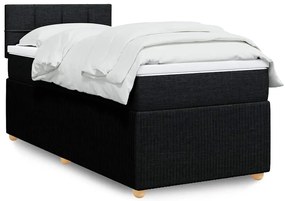 vidaXL Κρεβάτι Boxspring με Στρώμα Μαύρο 80 x 200 εκ. Υφασμάτινο