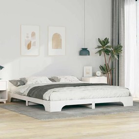 vidaXL Κρεβάτι δαπέδου Λευκό 180 x 210 cm Μασίφ ξύλο πεύκου