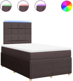 vidaXL Κρεβάτι Boxspring με Στρώμα Σκούρο Καφέ 120x190 εκ Υφασμάτινο
