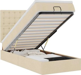 vidaXL Οθωμανικό κρεβάτι με στρώμα Cream 90x200cm ύφασμα