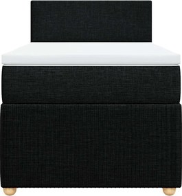 vidaXL Κρεβάτι Boxspring με Στρώμα Μαύρο 90x190 εκ.Υφασμάτινο
