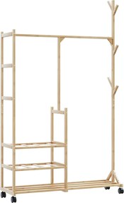 vidaXL Ράφι Ρούχων με Ράφια και Ρόδες 100x38x175,5 εκ. από Μπαμπού
