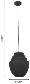 Φωτιστικό οροφής Kelsy Inart E27 μαύρο μέταλλο Φ30x122εκ