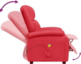 vidaXL Πολυθρόνα Μασάζ Ανακλινόμενη Κόκκινη Συνθετικό Δέρμα