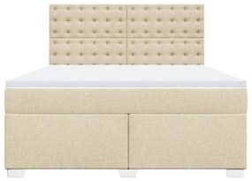 Κρεβάτι Boxspring με Στρώμα Κρεμ 180x200 εκ. Υφασμάτινο - Κρεμ