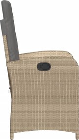 vidaXL Πολυθρόνα Κήπου Ανακλ/νη Μπεζ Συνθ. Ρατάν &amp; Μαξιλάρια