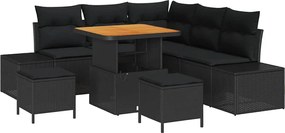 vidaXL Σετ Καναπέ Κήπου με μαξιλάρι 8 pcs Μαύρο Πολυ ράταν