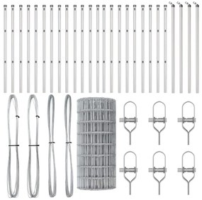 vidaXL Τεντώτο με στήριγμα Ασημί 0,6 x 50 μ. Χάλυβας και PVC