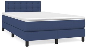 vidaXL Κρεβάτι Boxspring με Στρώμα Μπλε 120x200 εκ. Υφασμάτινο