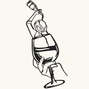 Διακοσμητικό Τοίχου Glass of Wine Girl Line Art 507ATP1189 33x69cm Black Wallity Ατσάλι