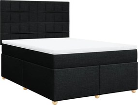vidaXL Κρεβάτι Boxspring με Στρώμα Μαύρο 140x200 εκ. Υφασμάτινο