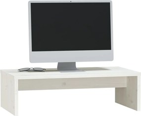vidaXL Βάση Οθόνης Λευκή 50 x 27 x 15 εκ. από Μασίφ Ξύλο Πεύκου
