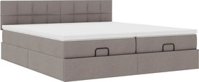 vidaXL Οθωμανικό κρεβάτι με στρώματα &amp; LEDs Taupe 180x200cm ύφασμα